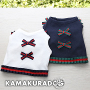 ショート丈配色リボンタンク